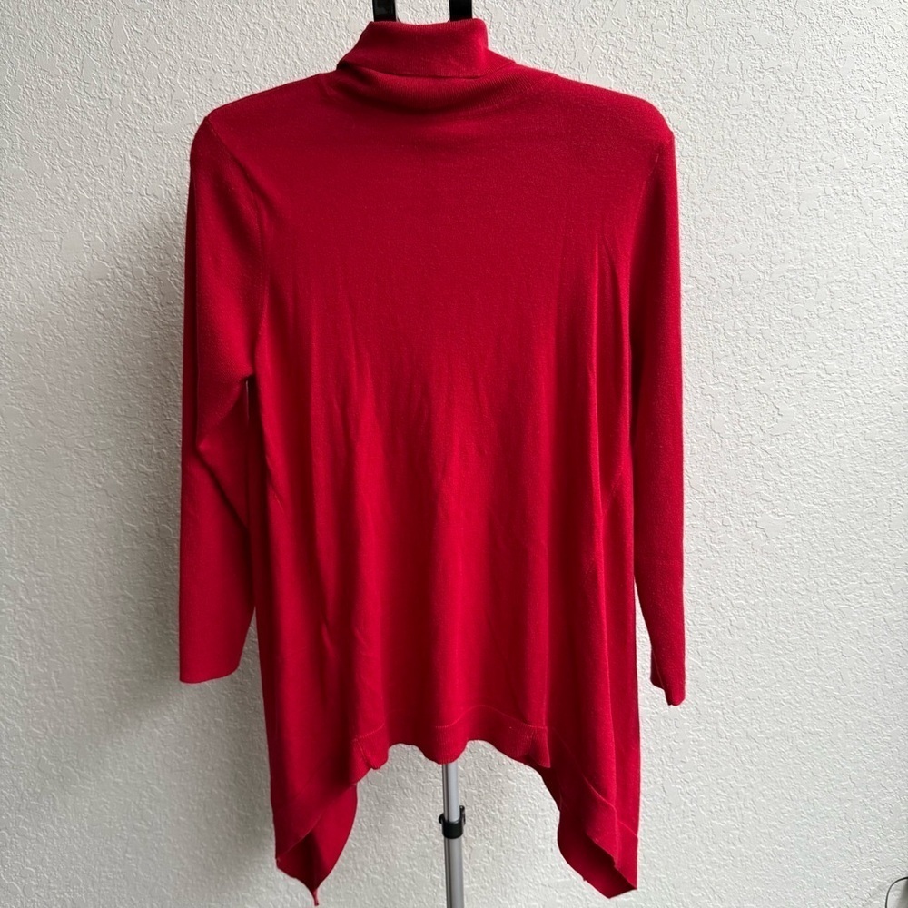 Chico’s Turtleneck Sweater Featherweight Layering Red Tunic Sz 12-L (Chico’s 2) - Picture 4 of 13